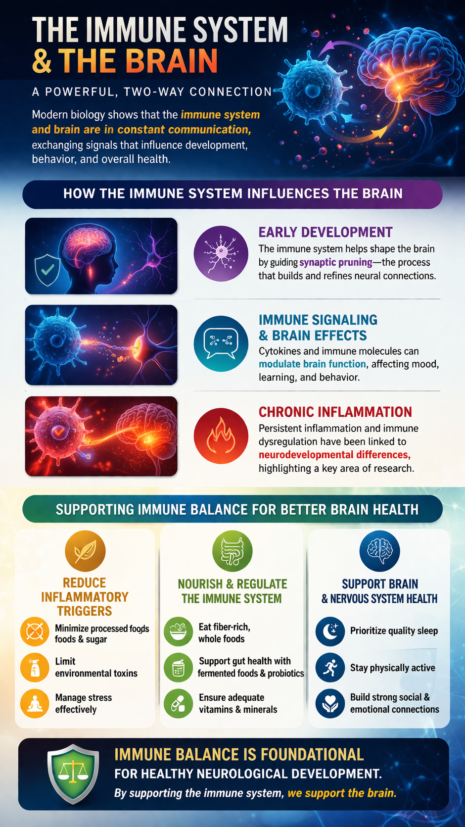 Immune-brain connection and health strategies