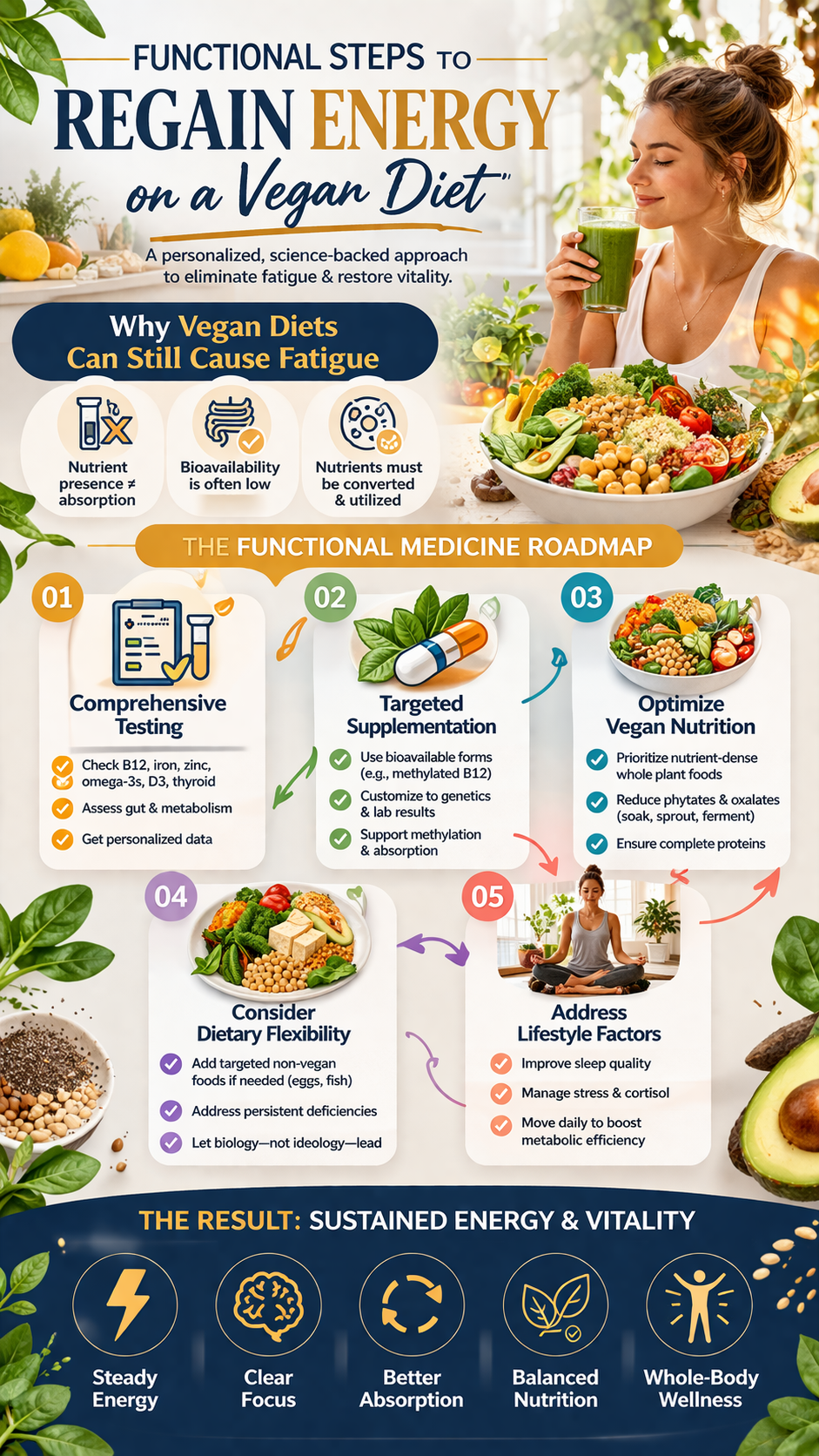 Steps to regain energy with vegan diet