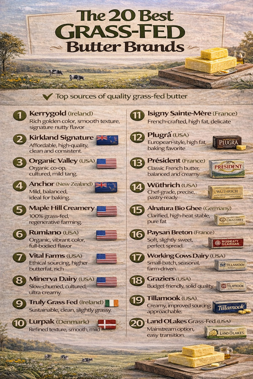 Top 20 grass-fed butter brands