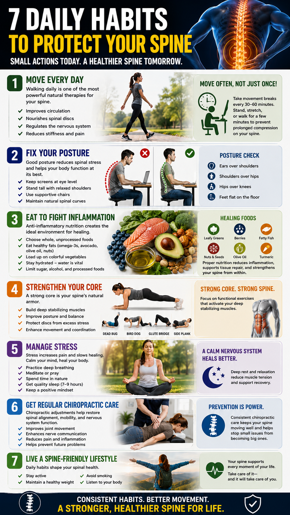 7 daily habits for a healthy spine