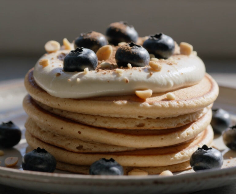 Almond Butter Cloud Pancakes with Vanilla Cream