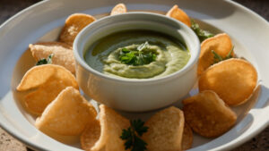 Cheese Crisps with Herb Avocado Oil Dip