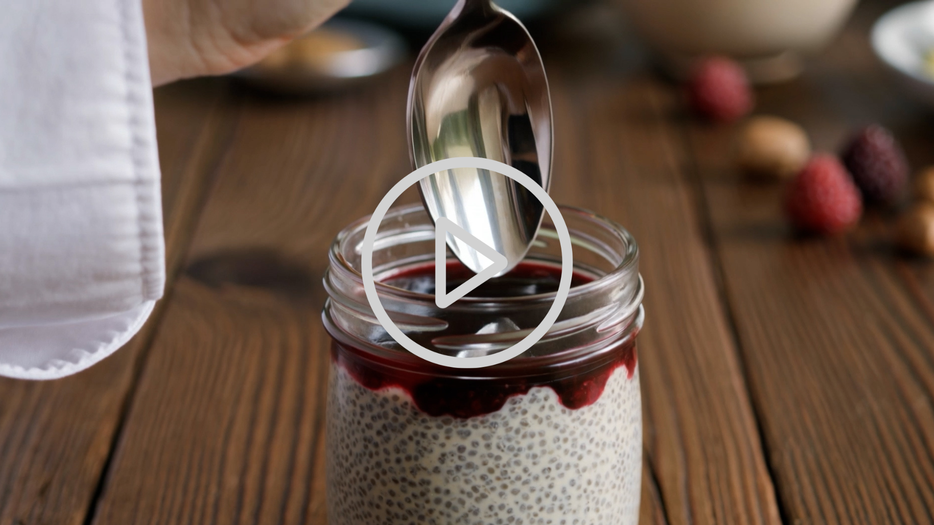 Coconut Cream Chia Custard with Warm Berry Reduction