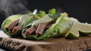 Grass-Fed Beef Lettuce Wraps with Avocado Crema