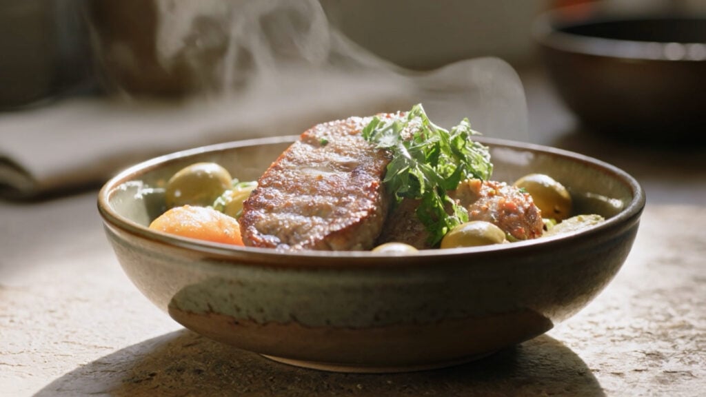 Mediterranean Fat Bowl with Lamb, Olives & Tahini