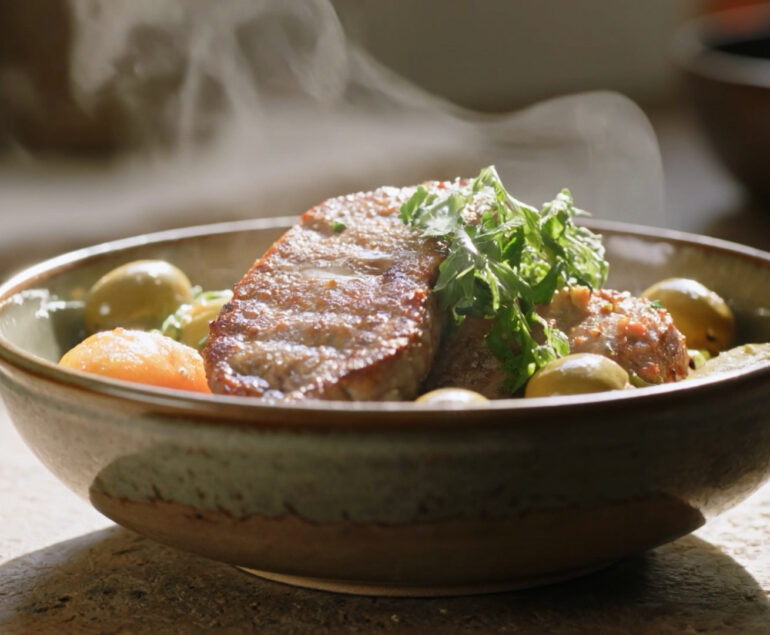 Mediterranean Fat Bowl with Lamb, Olives & Tahini