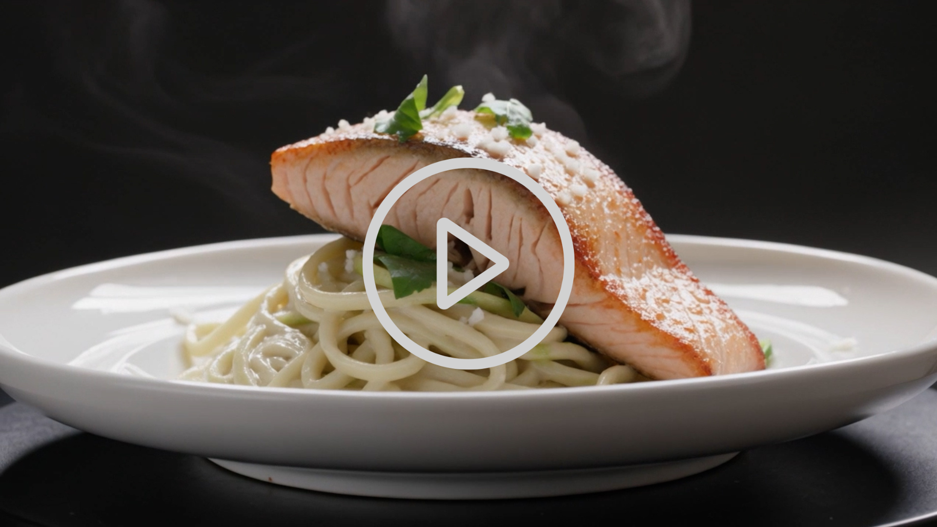 Zoodle Alfredo with Grilled Salmon