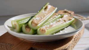 Almond Butter Celery Boats with Sea Salt