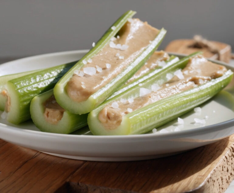 Almond Butter Celery Boats with Sea Salt