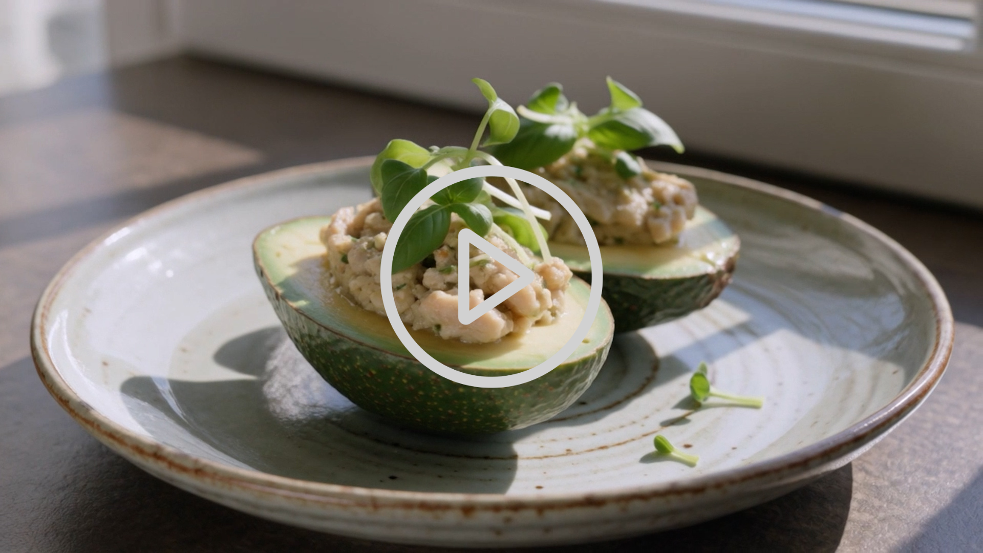 Chicken Pesto Stuffed Avocados