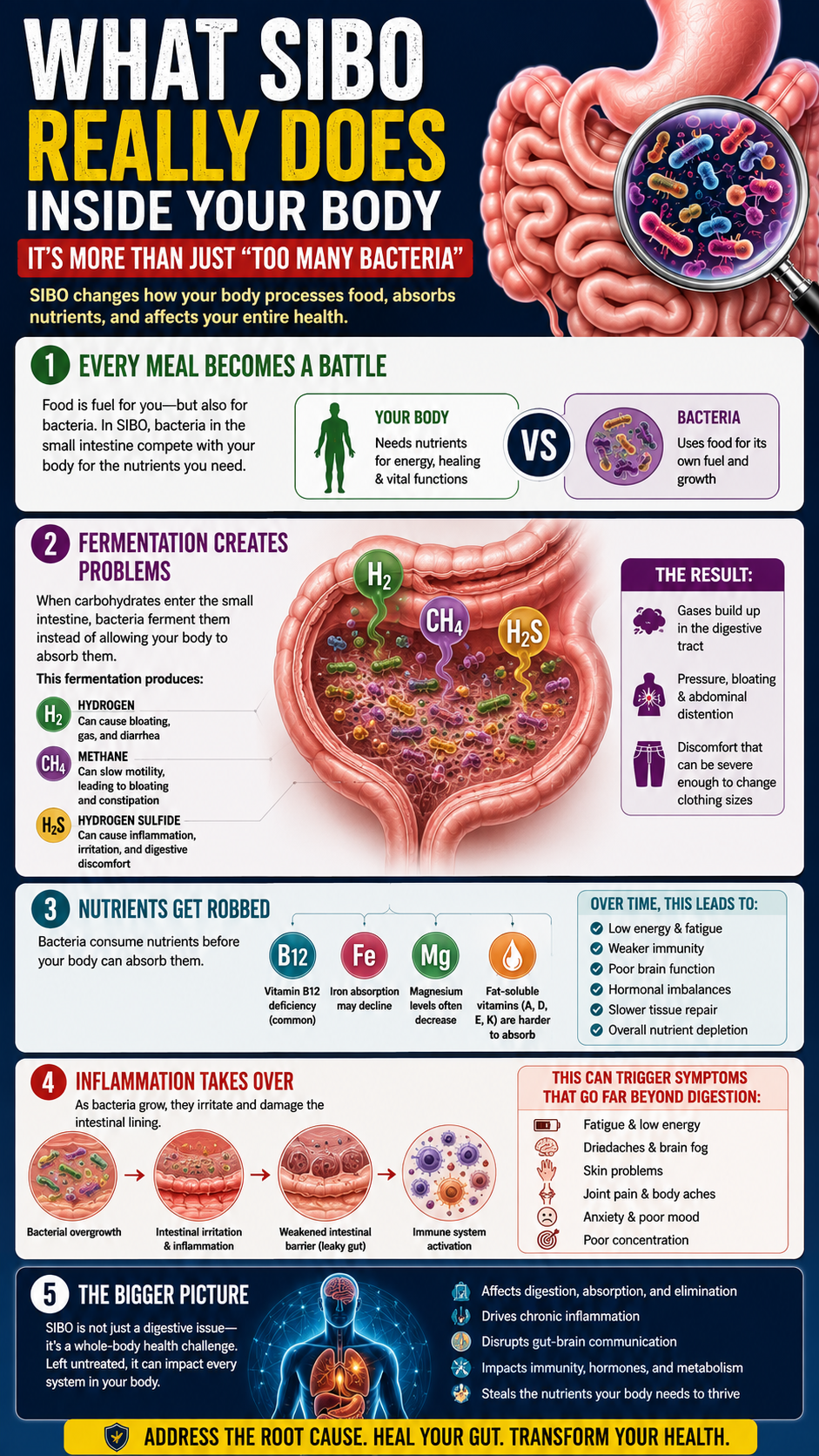 Gut health and SIBO infographic