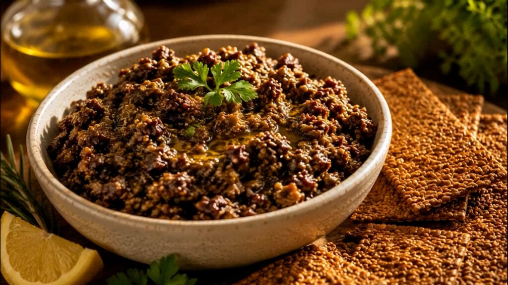 Olive Tapenade with Flax Crackers