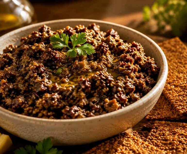 Olive Tapenade with Flax Crackers