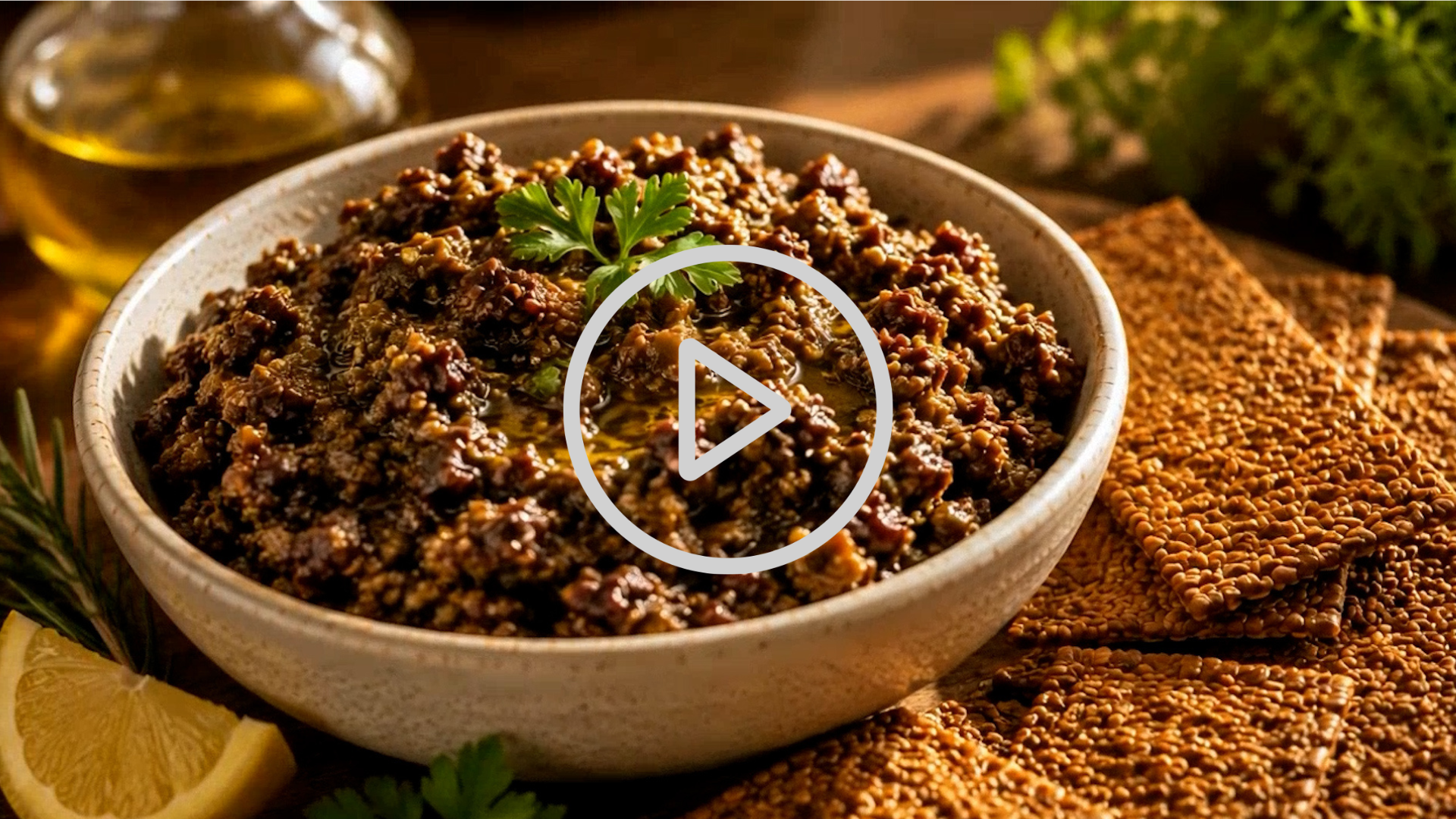 Olive Tapenade with Flax Crackers
