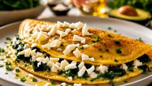 Spinach Feta Omelet with Avocado Oil Drizzle