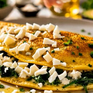 Spinach Feta Omelet with Avocado Oil Drizzle
