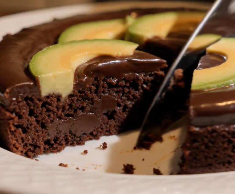 Dark Chocolate Avocado Fudge Cake